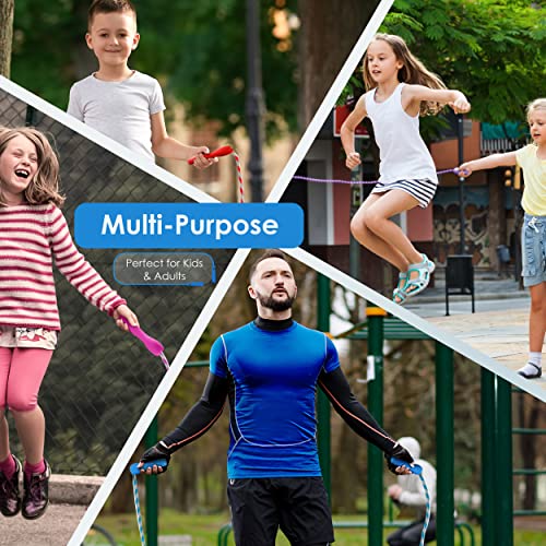 Ram Pro All Purpose Jump Rope Stripe Ropes With Plastic Handles for any Skill Level, 12PK, 6 colors (2 of each)