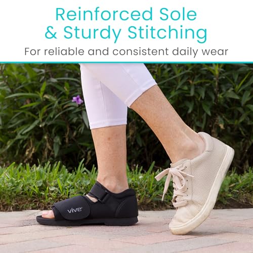 Vive Rounded Post Op Shoe for Injured Foot - Orthopedic Recovery Shoes for Women, Men - Lightweight, Adjustable Medical Walking Shoe for Post Surgery, Stress Fracture, Bunions, Sprains - Left or Right (X-Small) - size: X-Small