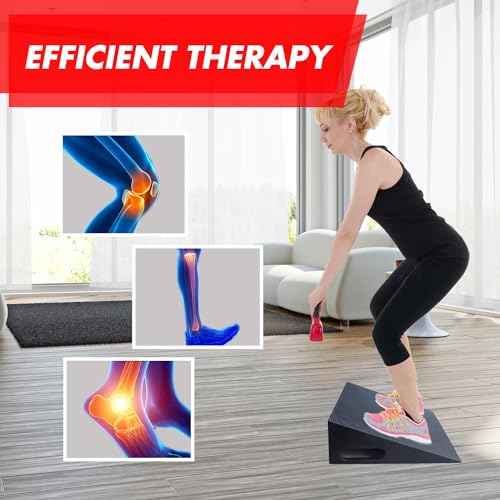 EVERYMATE Heavy-Duty Wooden Slant Boards for Exercise & Calf Stretch – 19.7" Wide Incline Board for Squats, Non-Slip Surface, Fixed 25° Angle for Strength & Flexibility Training, 1200 lbs Capacity - color: Slant Board-BLACK