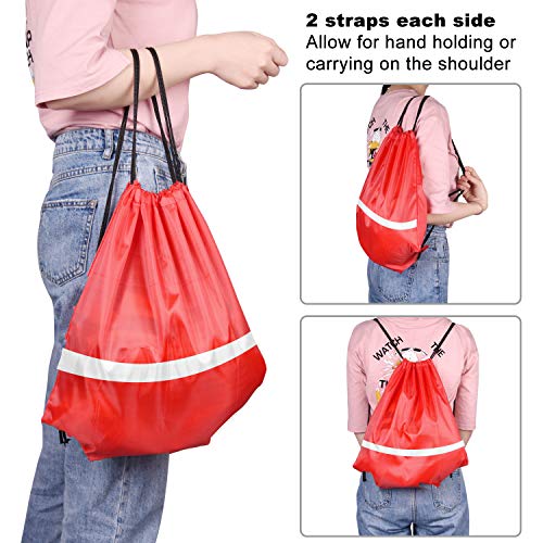 KUUQA 12 Pcs Drawstring Backpack Bag Bulk Reflective,Red - color: Red