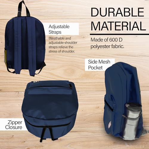 BAZIC PRODUCTS 16 in Navy Blue Basic School Backpack, 2-Pack - color: Navy Blue, size: 2-Pack