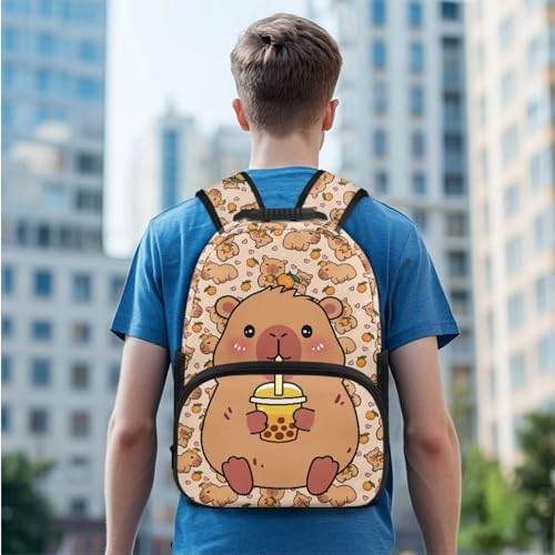 3PCS Backpacks for Boys Girls, Cute Capybara 3 in 1 School Bag with Insulated Lunch Box Pencil Case for Middle High School Students - color: Cute Capybara