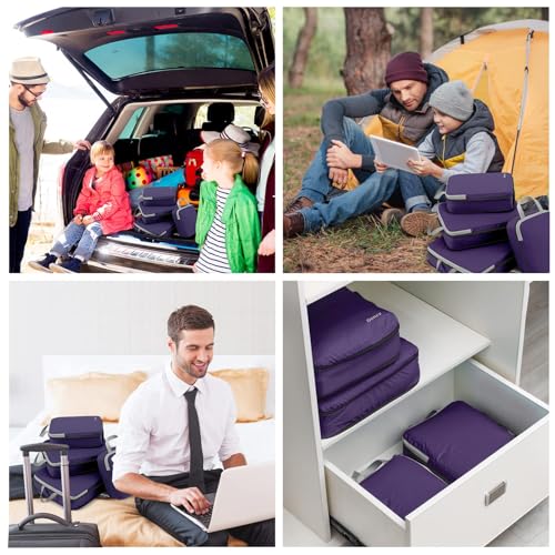 Gonex Compression Packing Cubes, 4-Piece Expandable Travel Organizers - color: 4-Purple, size: 4 Set