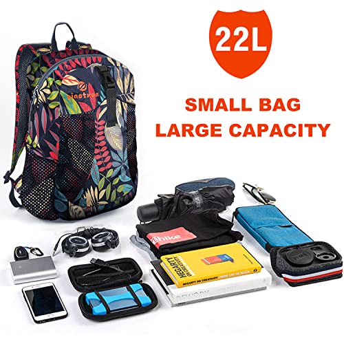 sinotron 22L Lightweight Packable Hiking Backpack, Small Hiking Backpack Day Pack for Women Men Travel Camping Vacation - color: Leaf - B