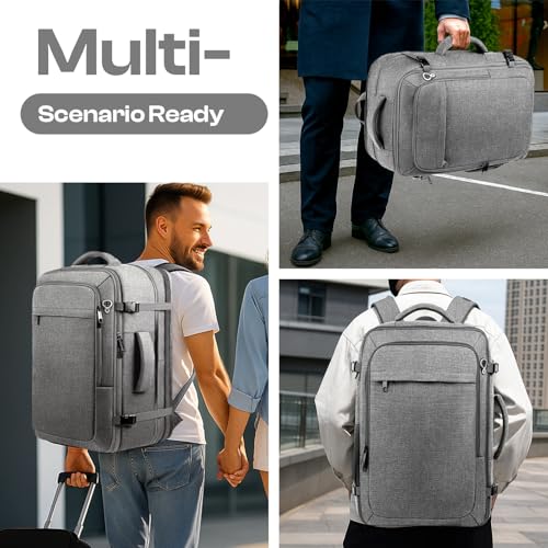 Travel Laptop Backpack for Men, 60L Extra Large TSA Approved Business Computer Bag, Water Resistant & Fits 18.4 Inch Laptop, Grey - color: Grey, size: 3X-Large