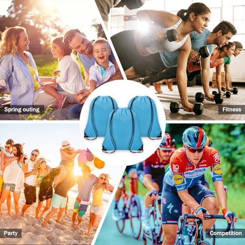 Grneric 50Pcs Drawstring Backpack Bulk Cinch Bag, Drawstring Bags Polyester for Gym Sports Beach Party Trip (Sky Blue) - color: Sky Blue
