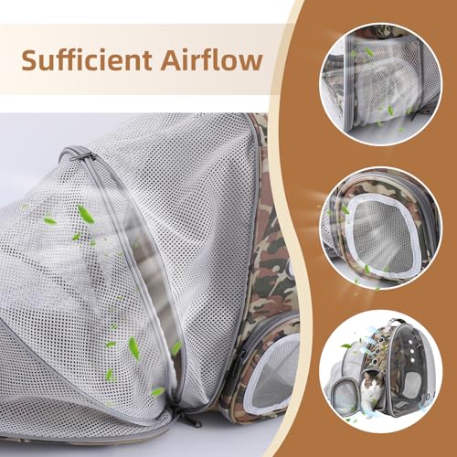 Expandable Cat Carrier Backpack with Bubble Window, Camo - color: Camo