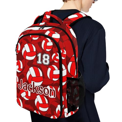 Red Volleyball Pattern Casual Backpack Daypack Laptop Bag Custom Shoulders Backpacks for Man Woman Gifts - color: Red Volleyball Pattern
