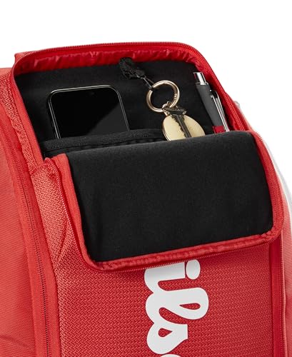 WILSON 2025 Super Tour Red Tennis Racket Bags - size: Backpack - Holds up to 2 Rackets