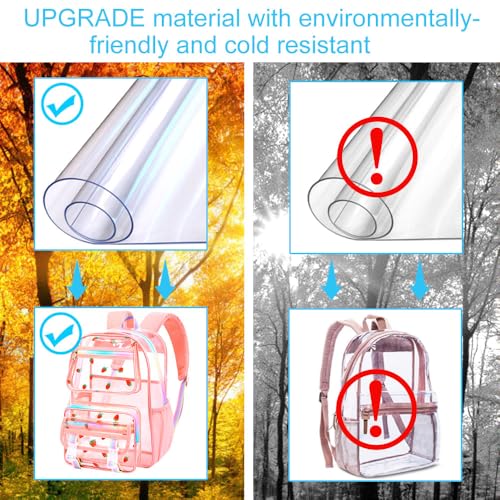 KLFVB Girls Clear Backpack Heavy Duty, 3PCS See Through School Bag Set, Cute Transparent Bookbag for Women - Strawberry Pink - color: Strawberry Pink Clear Backpack