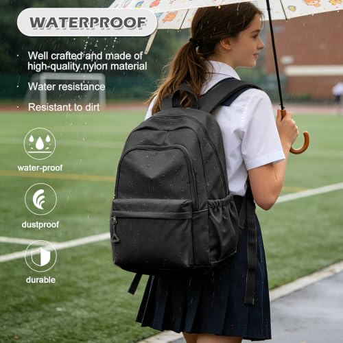 Casual Laptop Backpack for Women Men College Bookbag Waterproof Lightweight School Bag 15.6inch Laptop Daypack Large Capacity School Backpack for Teens Boys Girls, Black - color: Black a