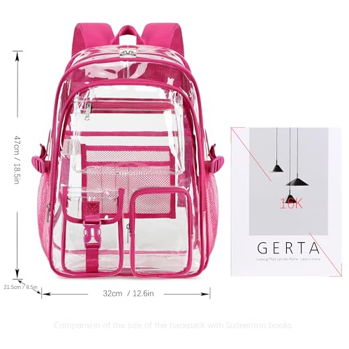 abshoo Large Clear Backpack For Girls Women School Bookbag Heavy Duty Transparent Backpacks (Hot Pink) - color: Hot Pink