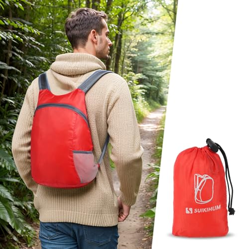 20L Ultra Hiking-Daypack Lightweight Foldable Travel Packable Backpack for Camping Cycling Outdoor,red - color: Red