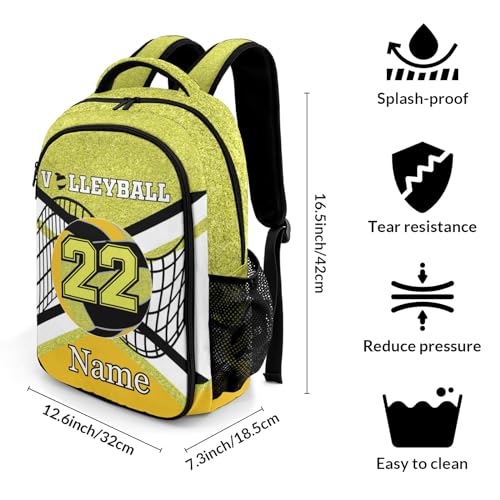 Yellow Gold Volleyball Print Customized Waterproof Backpacks Shoulders Daypacks Bags - color: Muilti 29