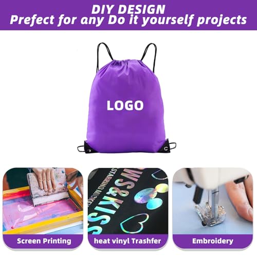 Drawstring Backpacks,10 Pack — Lightweight Drawstring Bags, Gym Sack for Sports, Daily Use & Travel (10, Purple) - color: Purple