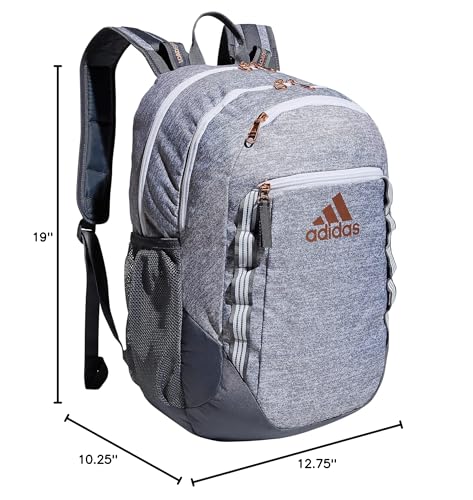 adidas Excel 6 School Backpack, 40L - color: Jersey Grey/Onix Grey/Rose Gold, size: OSFA