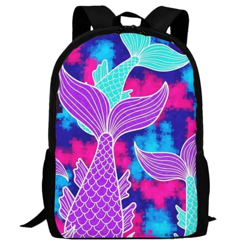 Slim Anti Theft Laptop Backpack Mermaid Tail Purple, Large Volume Travel Daypack Durable Polyester Carry Bag for Office Business Outdoor Trekking - color: Design (873)