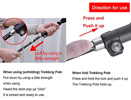A ALAFEN Aluminum Collapsible Ultralight Travel Trekking Hiking Pole for Men and Women (Fits 5'3" - 6'2") - color: Y_Black