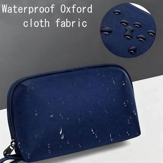 Oxford Tech Organizer Pouch with 6 Compartments,Water-Resistant Travel Cord Organizer Case & Electronic Accessories Storage Bag (Dark Blue)