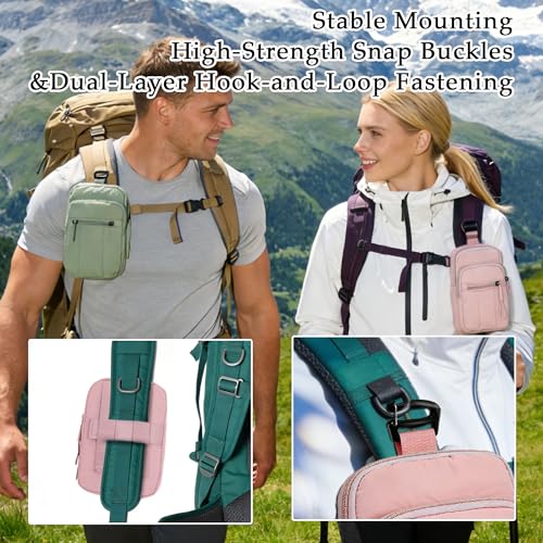 Backpack Strap Pouch Pack,Waterproof Backpack Strap Pocket Attachment Bag for Hikers accessories,Cell Phone Pouch, phone Holster Holder for women Belt, ,cell phone bag,green - color: Green