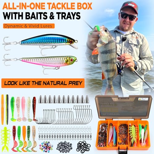 PLUSINNO Fishing Gear,Full Fishing Pole kit Include Fishing Rod and Reel Combo, Tackle Box with Fishing Lures, Fishing Accessories, Fishing Pliers,Fishing Gifts for Men with Fishing Tool Kit - style: Orange Fishing Combo With Fishing Rod Holder