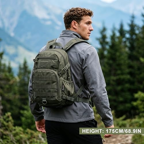 Mardingtop Small Tactical Backpack,Molle Hiking Backpack for Backpacking,Cycling and Biking,15L/25L Backpack - color: Ranger Green, size: 15L