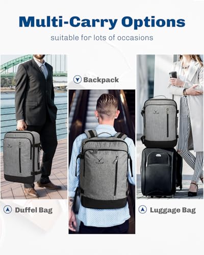 Hynes Eagle 38L Flight Approved Backpack Carry On Travel Bag for Men Women - color: Black Grey-n