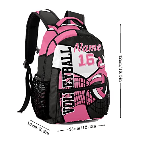Personalized Volleyball Pink Black White Multifuction Backpack with Name Text for Women Men Gift - color: Backpack 2