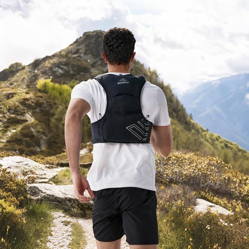 Running Hydration Vest 5L, Running Backpack with 2x500ml Soft Flask - color: Black, size: X-Large