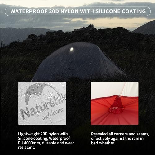 Naturehike Cloud Up 1 Person Tent, Lightweight Backpacking Tents for One Man, Waterproof Ultralight One Person Tent for Camping Hiking Backpacking - color: Gray