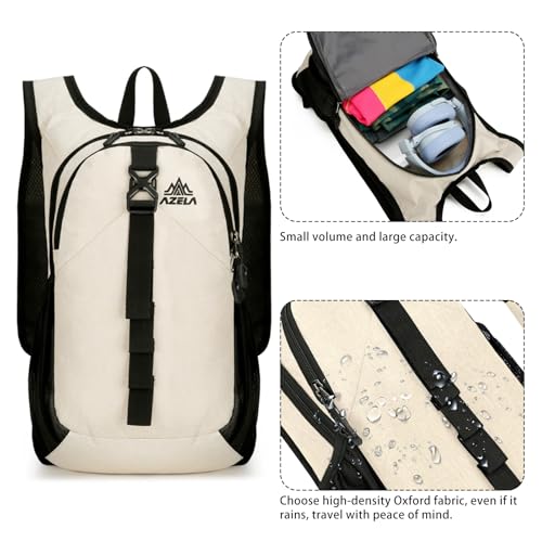15L Small Hiking Backpack Foldable Ultralight Trekking Camping Outdoors Backpack for Women Men (beige) - color: Beige