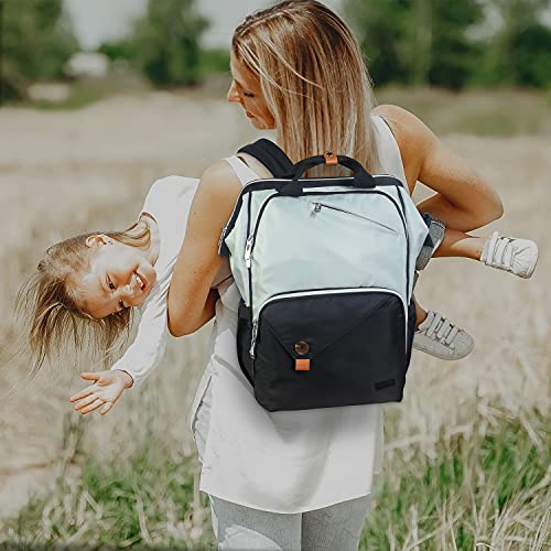 Hap Tim Diaper Bag Backpack,Large Capacity Travel Back Pack Maternity Baby Nappy Changing Bags, Double Compartments with Stroller Straps,Waterproof,Grey Black(US7340-GB) - color: Multi