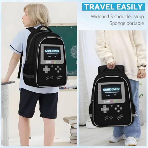 TILYTADLY School Backpack For Boys - Gamer Boys Backpack For Kids Children Teens Elementary Middle School - Ages 6-18,17″ - color: 1-black-backpack Only