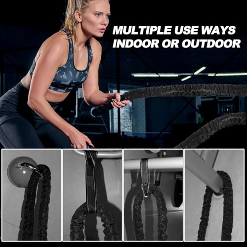 Battle Rope 1/1.26/1.5/2 Inch Diameter,Pink 30FT/40FT/50FT Exercise Workout Ropes for Home Gym Heavy Weighted Training Rope for Working Out - style: 1.5 inch 30ft