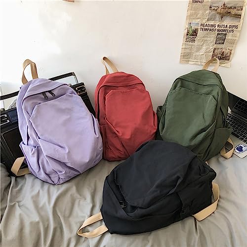 Women's canvas bag, men's and women's large capacity leisure backpack, men's and women's travel backpack (Black,One Size) - color: Black