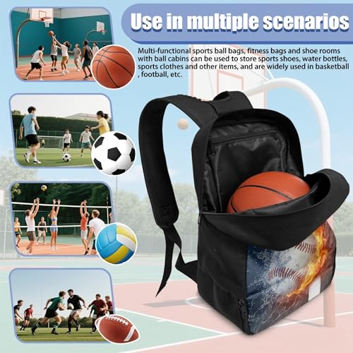 Boxing Dart Lightning Karate Baseball Sport Backpack Shoe Compartment Equipment Bags Gym Teenager Inner Pocket School Ball (Baseball Design) - color: Baseball Design