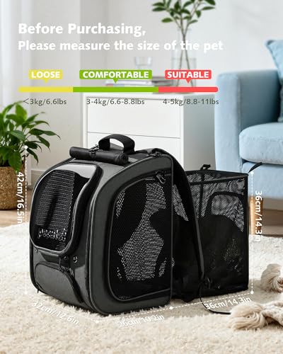Pecute Cat Backpack Carrier,Cat Bubble,12.6" L x 10.2" W x 16.5" H,Gray - color: Gray(Expandable), size: 12.6"L x 10.2"W x 16.5"H