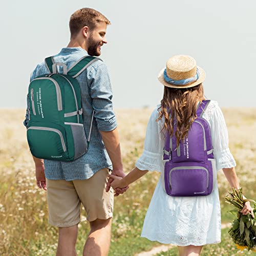 ZOMAKE Lightweight Packable Backpack, 35L Light Foldable Hiking Backpacks Water Resistant Collapsible Daypack for Travel(Dark Green) - color: Dark Green