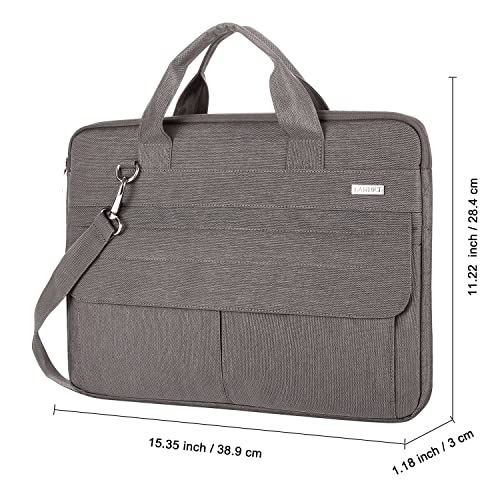 LANDICI Laptop Bag Carrying Case 15.6 Inch with Shoulder Strap, Slim Waterproof Computer Sleeve Cover Compatible with MacBook Pro 15/16, 15-16 Inch HP Acer Dell Lenovo ASUS Laptop, Khaki - color: Khaki&grey, size: 14-15.6 Inch
