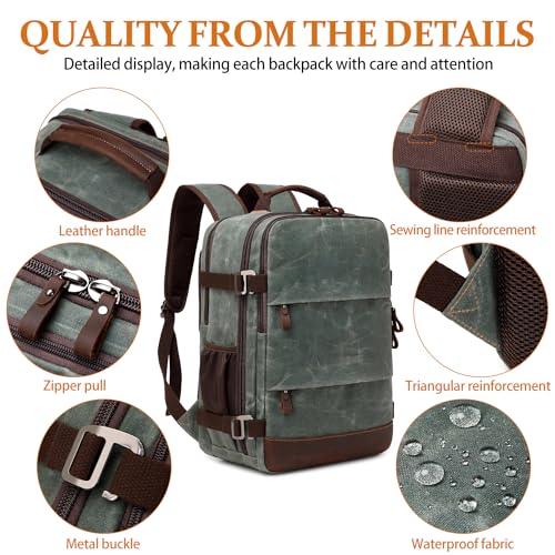 BOVIP Travel Backpack for Men Carry On Backpack Flight Approved Personal Item Backpack, 17 inch Laptop Backpack Casual Daypack Weekender Business Hiking Backpack, Dark Green - color: Dark Green, size: 17 inch
