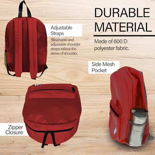 BAZIC 1039 Basic Backpack, Burgundy, 16" - color: Burgundy, size: 16"