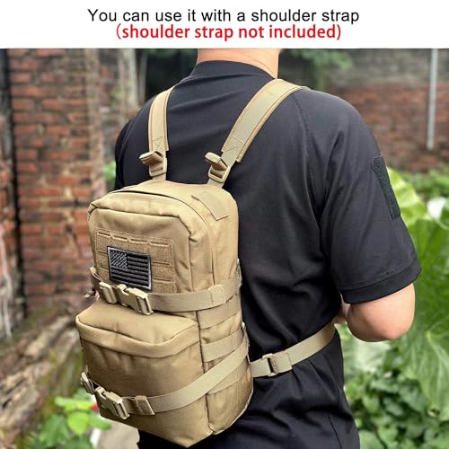 Tactical Mini Molle Hydration Pack,Molle Hydration Carrier with US Flag Water Resistant,Hydropack for Tactical Vest Backpack - style: Coyote Brown