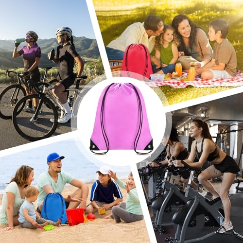Grneric Drawstring Backpack Bulk 70Pcs String Backpack Drawstring Bags Cinch Bag Sackpack for Men Women Gym(Pink) - color: Pink