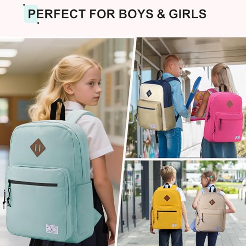 VX VONXURY Backpack for Men Women, Lightweight Kids School Bag, Classic Basic Laptop Bookbag for College Work Travel Hiking - color: Mint Green