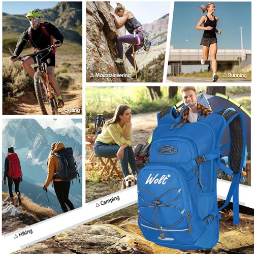WOLT Hydration Backpack 18L Hiking Water Backpack with 2L Water Bladder for Men Women, Hydration Pack for Running Cycling Biking and Climbing - color: Blue