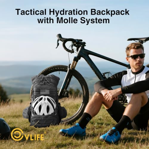 CVLIFE Tactical Hydration Hiking Water Backpack with 3L Water Bladder - color: Black