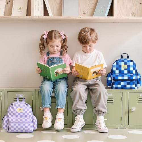 STEAMEDBUN Toddler Backpack Boys Girls 2-4, Preschool Daycare Backpack -12inch - color: Light Purple Checkerboard, size: Mini-12"H(not fit folder)
