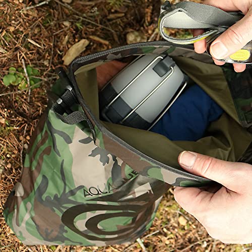 AquaQuest Rogue Dry Bag – 20L Woodland Camo – 100% Waterproof Roll Top – Travel Waterproof Bag - color: Woodland Camo, size: 20 L