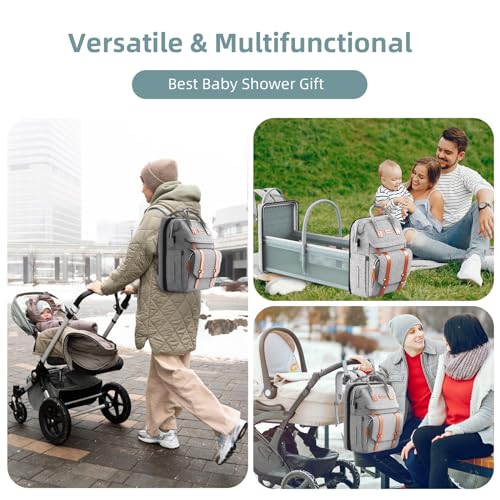 ISMGN Diaper Bag Backpack with Changing Station, Large Diaper Bag, Baby Bag, Multifunctional Diaper Bag, Gray - color: Upgrade Dark Grey