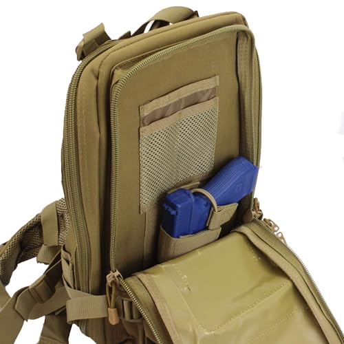 Medium Backpack with Pistol Retention System, Black, Concealed Carry Capability with MOLLE Webbing Exterior for Modular Gear Expansion - color: Black